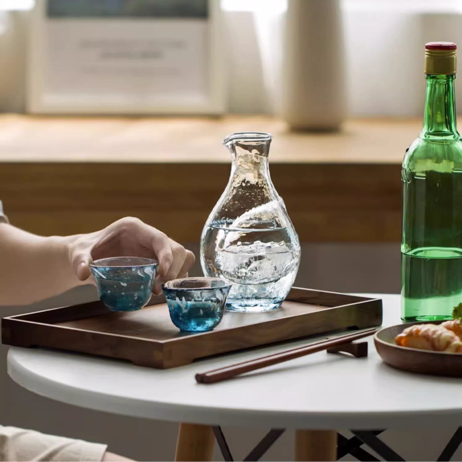 Toyo Sasaki Sapphire Cold Sake Set: The Ocean's Serenity in Glass