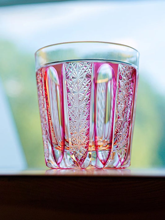 GoGlassCup Crimson Flame Edo Kiriko Whiskey Glass - Goglasscup