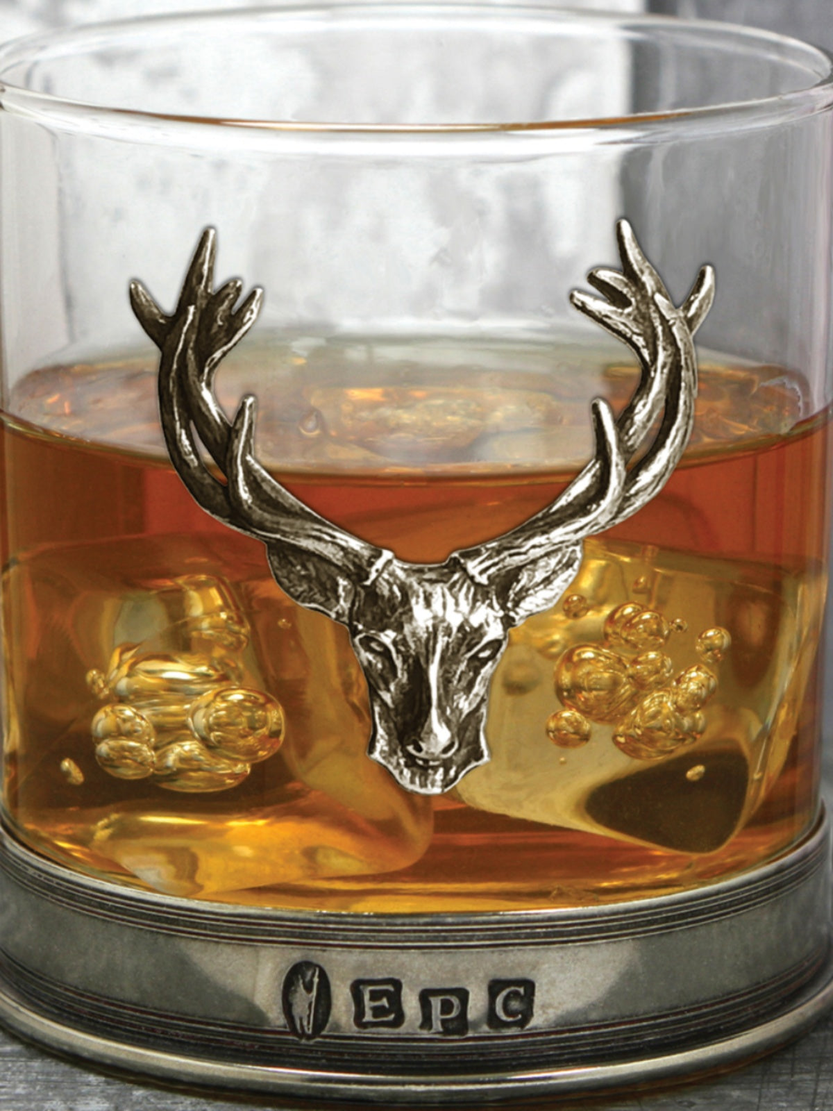 ENGLISH PEWTER Stag Single Whiskey Glass Tumbler - Goglasscup