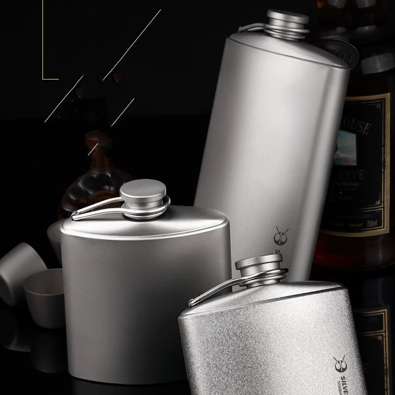 SILVERANT Pure Titanium Outdoors Hip Flask - Goglasscup