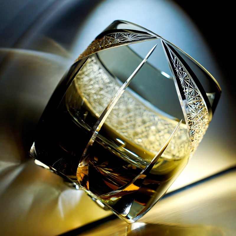 GOGLASSCUP Lightning Edo Kiriko Whiskey Glass GoGlassCup