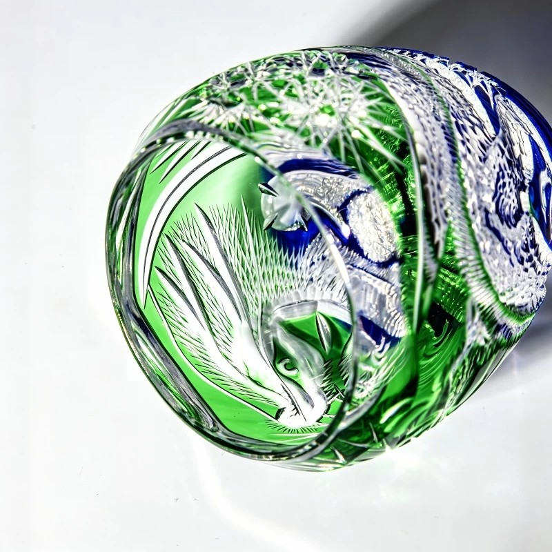 Dual-Color Dragon Edo Kiriko Crystal Whiskey Glass