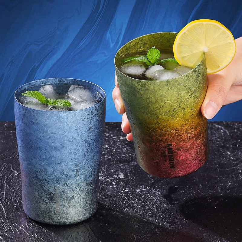 GOGLASSCUP Pure Titanium Gradient Painted Beer Mug