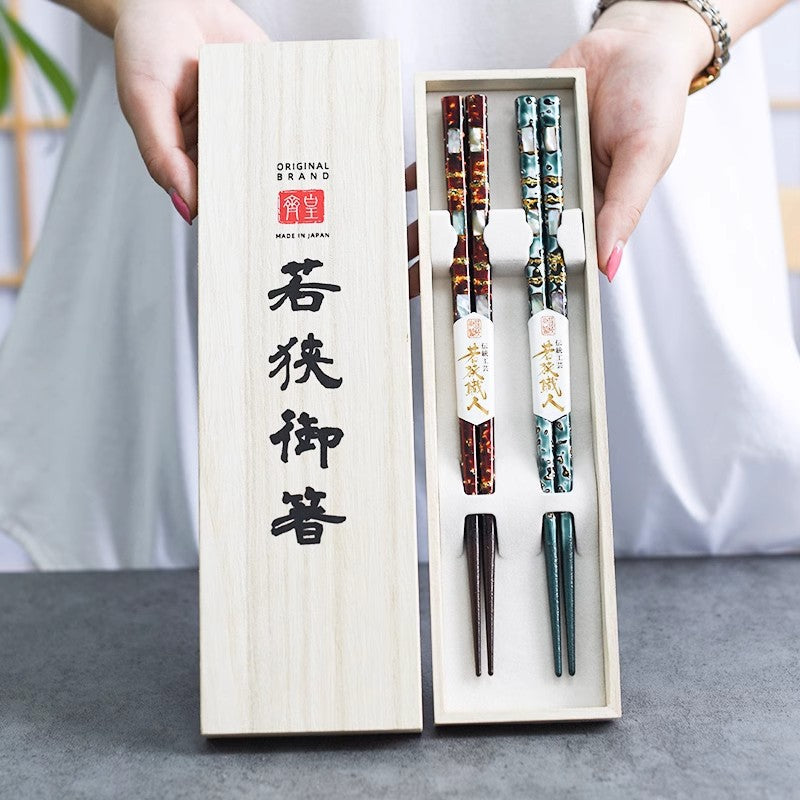 KAWAI WAKASANURI Inlaid Shell Chopsticks Goglasscup