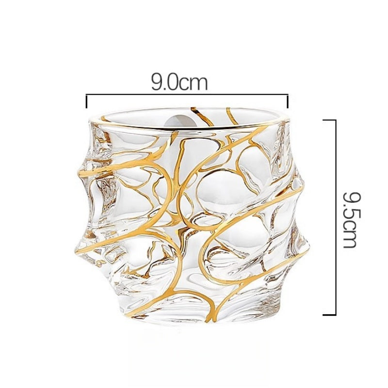 GoGlassCup Hand Painted Gold Whiskey Glasses GoGlassCup