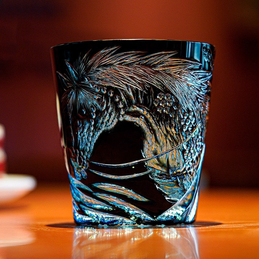 Edo Kiriko Handcrafted Tanma Whisky Glass With Wooden Box