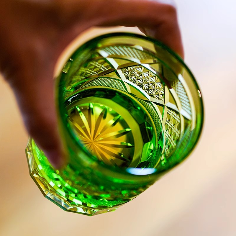 GoGlassCup Golden Chrysanthemum Longan Edo Kiriko Whiskey Glasses GoGlassCup