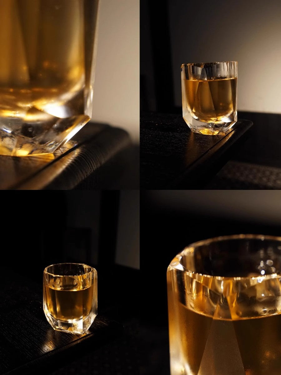 Mystery K9 Crystal Whiskey Glass Rough Stone Cutting