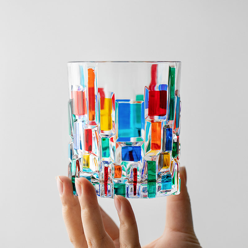 ZECCHIN Colored Glass Whiskey Colorful Van Gogh Pattern Glass