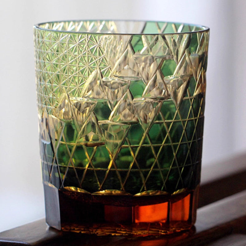 Edo Kiriko Handcrafted Hexagonal Exquisite Whiskey Glass - Red GoGlassCup