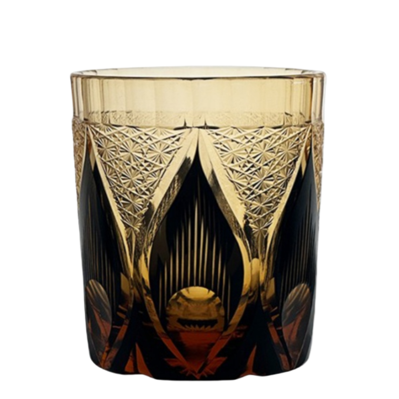 VIANASA'S Golden Chrysanthemum Flame Edo Kiriko Whiskey Glass Goglasscup