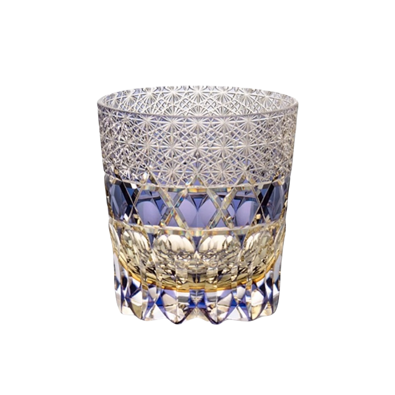 VIANASA'S Edo Kiriko Kasaneirome Shihou Whiskey Glass - Goglasscup