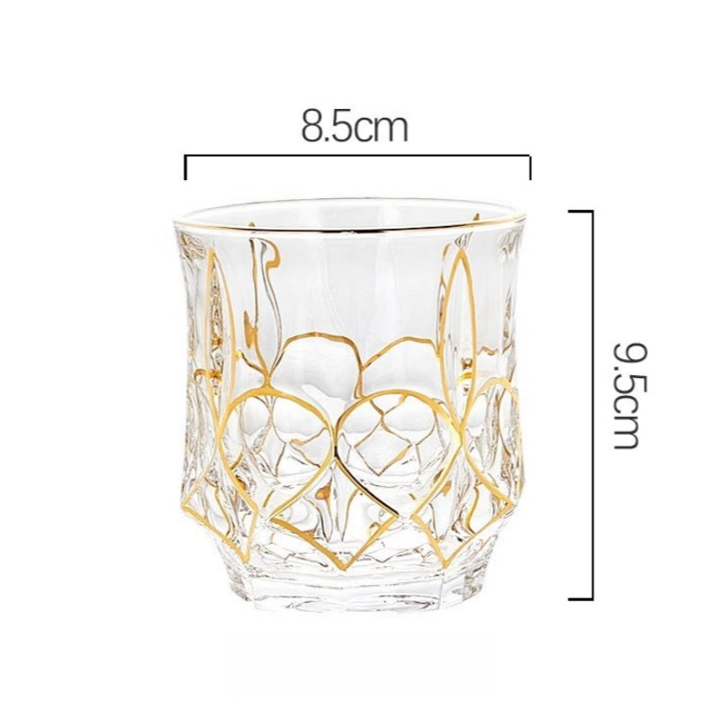 GoGlassCup Hand Painted Gold Whiskey Glasses GoGlassCup