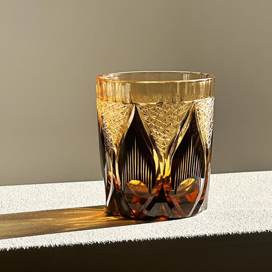 VIANASA'S Golden Chrysanthemum Flame Edo Kiriko Whiskey Glass - Goglasscup