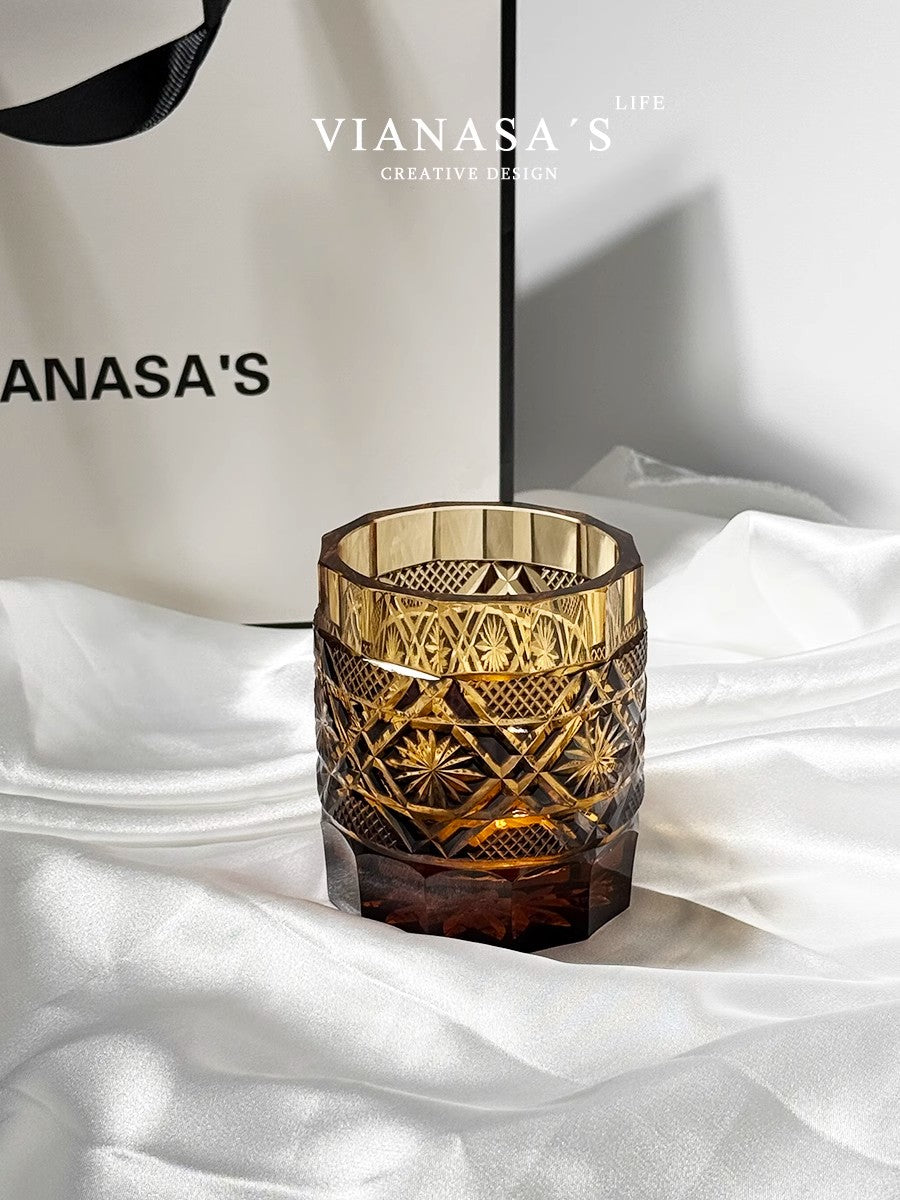 VIANASA'S Bandit Stone Edo Kiriko Whiskey Glass - Goglasscup