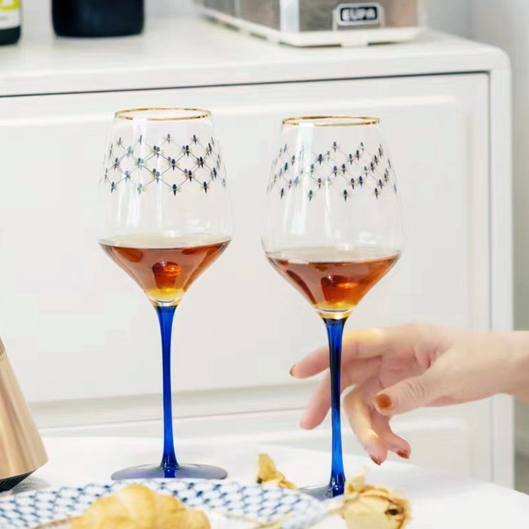 LOMONOSOV Cobalt Blue Mesh Wine Glasses