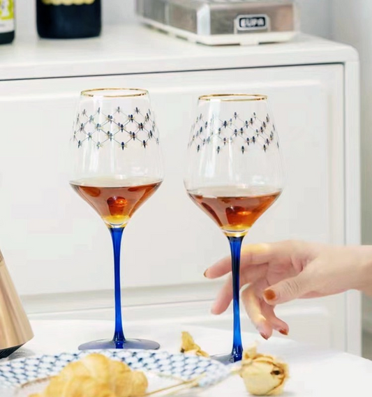 LOMONOSOV Cobalt Blue Mesh Wine Glasses