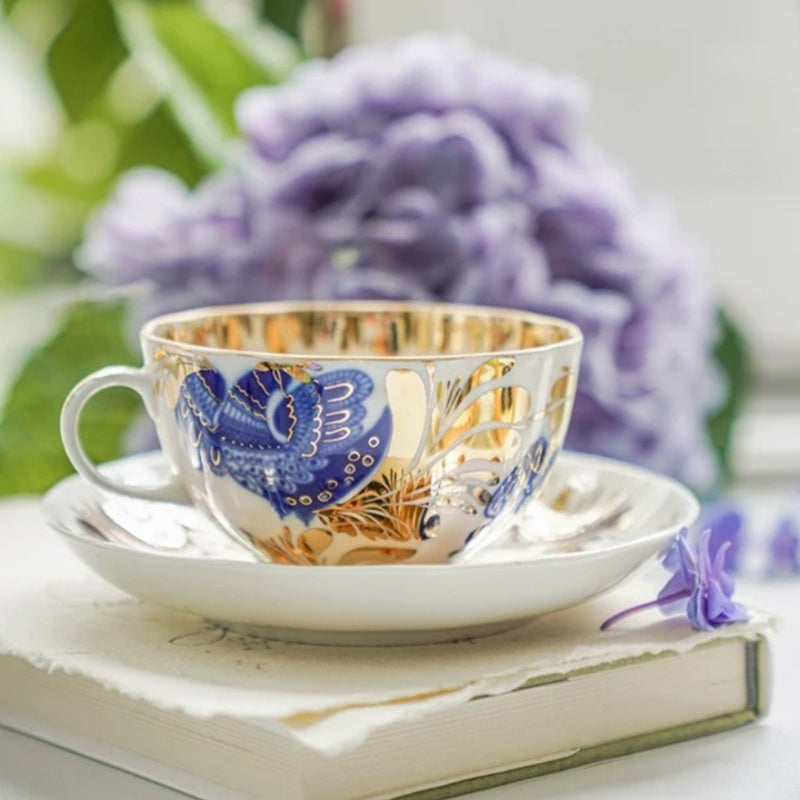 LOMONOSOV Golden Garden Coffee Cup – Premium Fine Ceramic English-Style Afternoon Tea Set