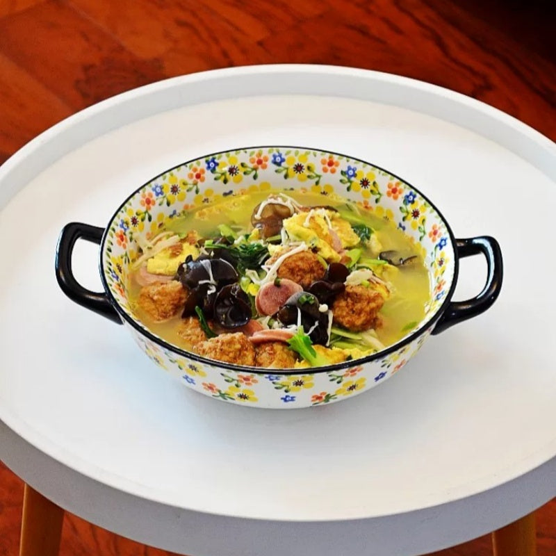 Polish Style Double-Handle Ceramic Serving Bowl