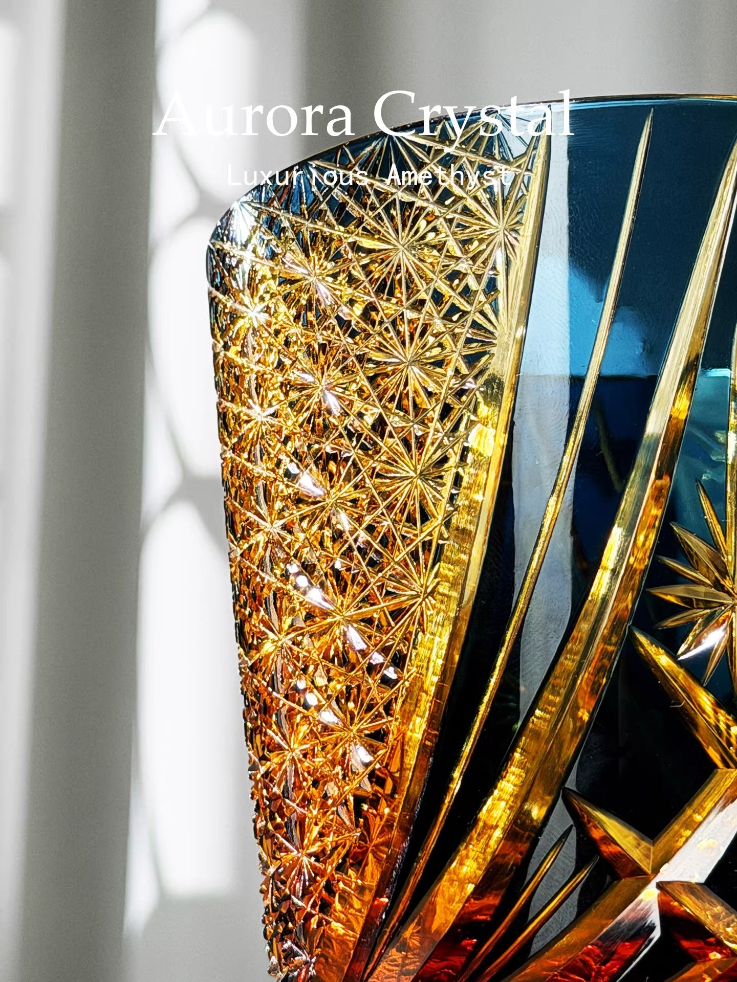 Handcrafted Edo Kiriko Gold-Rimmed Whiskey Glass