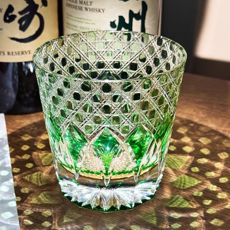 VIANASA'S Green Shadow Edo Kiriko Glass GoGlassCup