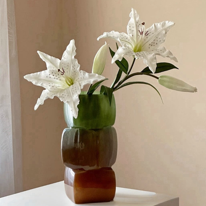 GoGlassCup New Chinese Style Glazed Square Vase Goglasscup