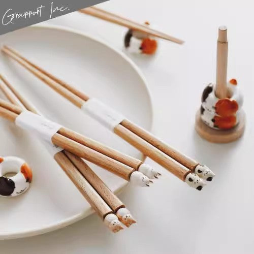 GoGlassCup Japanese Handcrafted Pet Sculpture Wooden Children's Chopsticks - Goglasscup