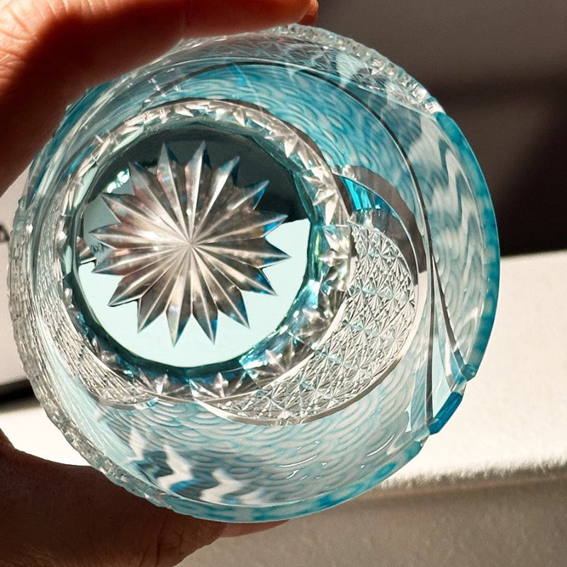 VIANASA'S Ink Blue Cloud Edo Kiriko Whiskey Glass Goglasscup