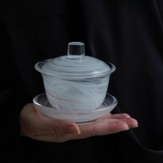 GoGlassCup White Transparent Cloud Cover Matte Frosted Tea Bowl Goglasscup