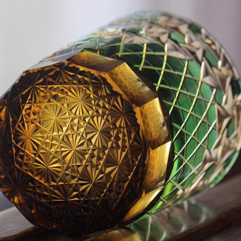 Edo Kiriko Handcrafted Hexagonal Exquisite Whiskey Glass - Red GoGlassCup