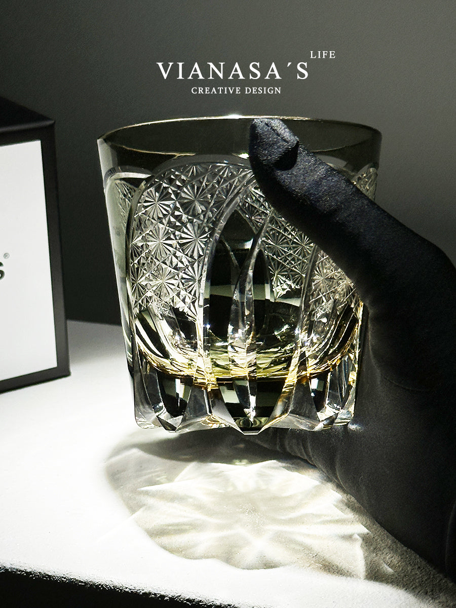 VIANASA'S Edo Kiriko Moon Rainbow Whiskey Glass - Goglasscup