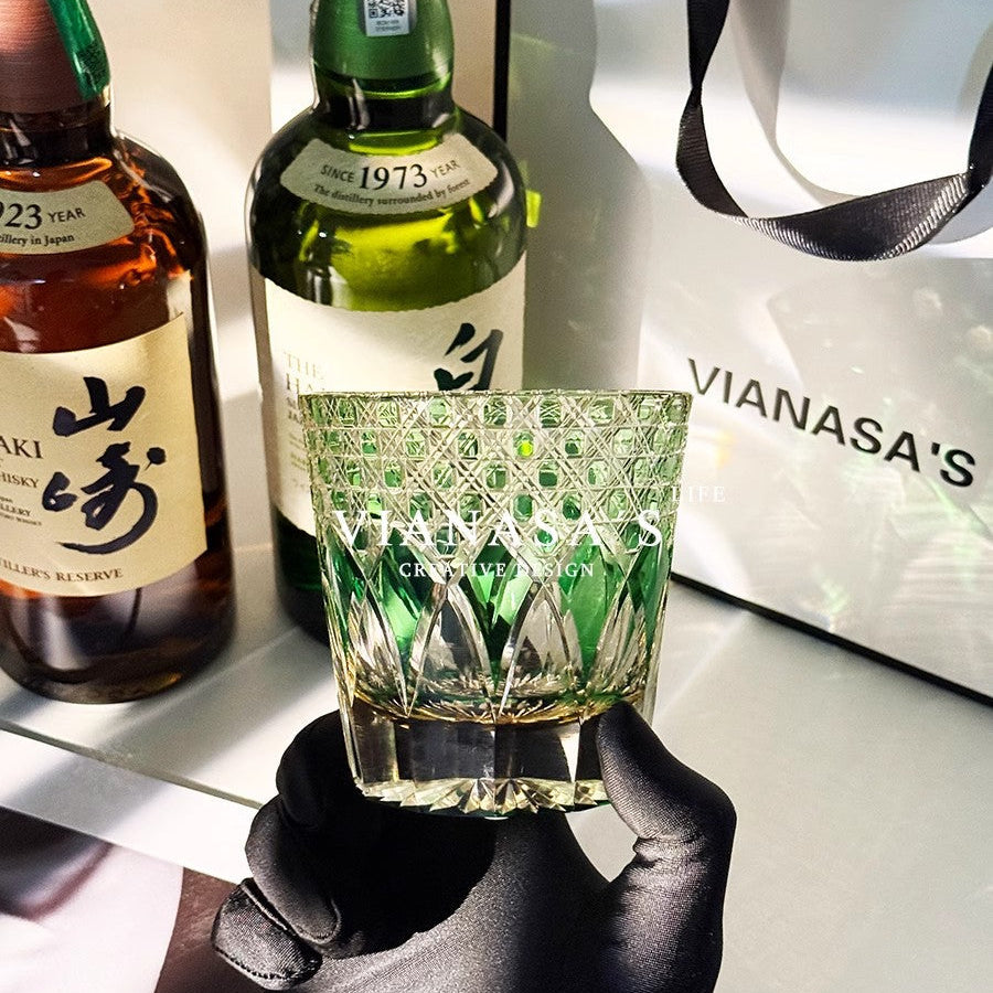 VIANASA'S Green Shadow Edo Kiriko Glass GoGlassCup