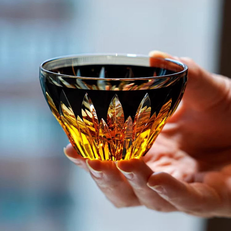 Edo Kiriko Crystal Lotus Sake Glasses