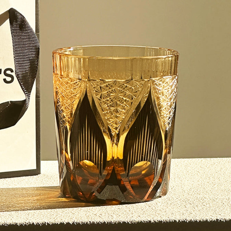 VIANASA'S Golden Chrysanthemum Flame Edo Kiriko Whiskey Glass - Goglasscup
