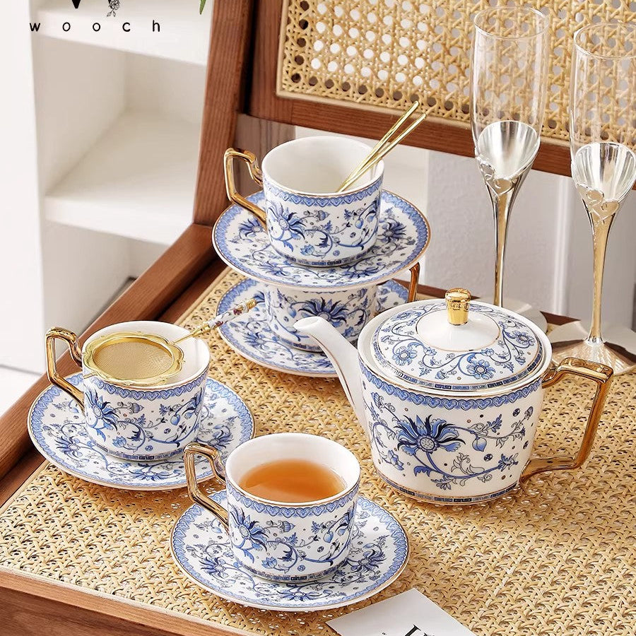 Blue Floral Harmony Ceramic Tea Cup Wedding Gift Sets