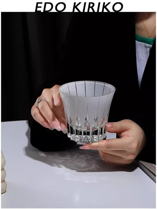 GoGlasscup Vintage White Star-shaped Wabi-sabi Edo Kiriko Whiskey Glass Goglasscup