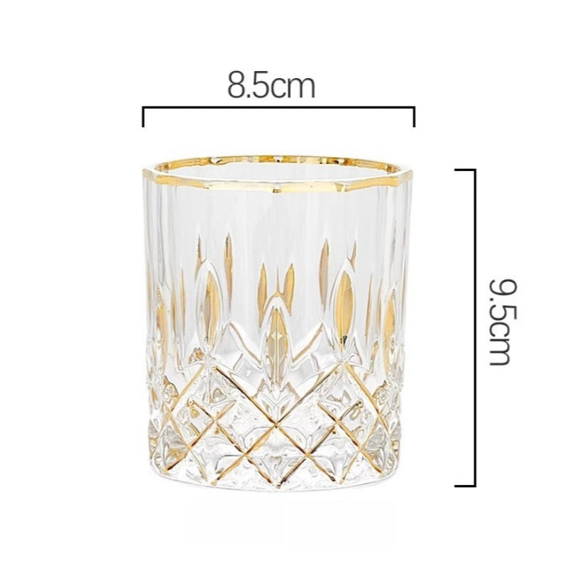 GoGlassCup Hand Painted Gold Whiskey Glasses GoGlassCup