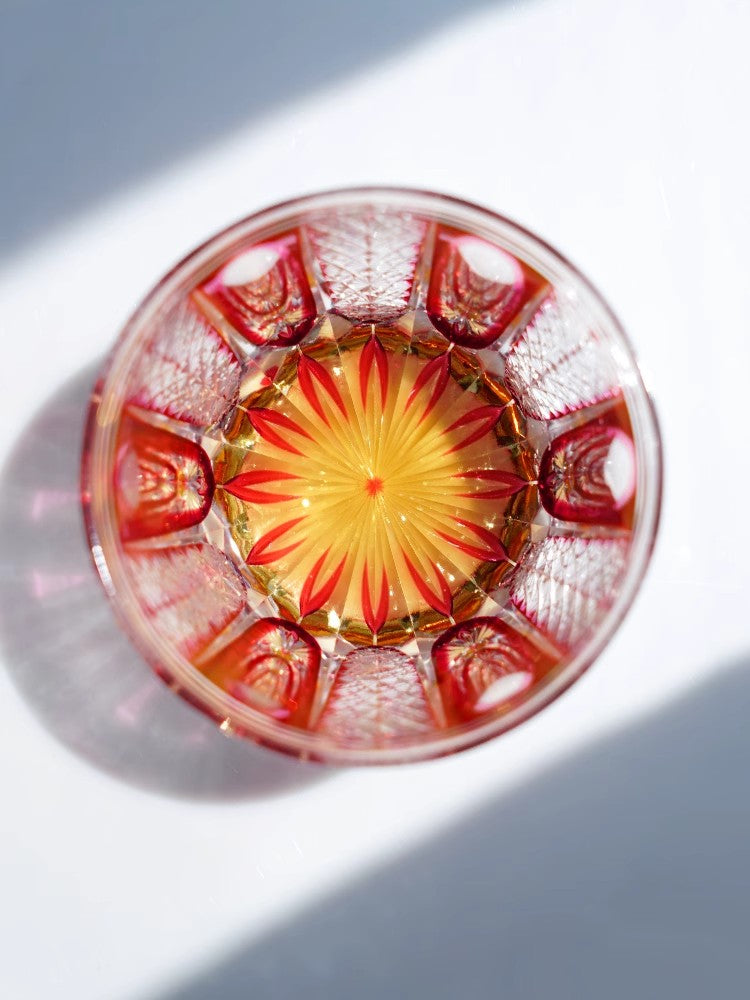 GoGlassCup Crimson Flame Edo Kiriko Whiskey Glass - Goglasscup