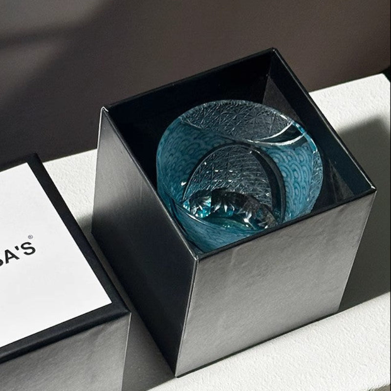 VIANASA'S Ink Blue Cloud Edo Kiriko Whiskey Glass Goglasscup