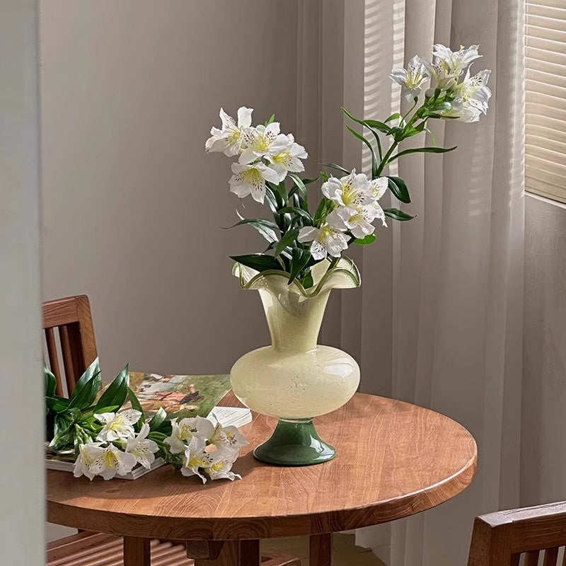 GOGLASSCUP Green Wave Tall Glass Vase GoGlassCup