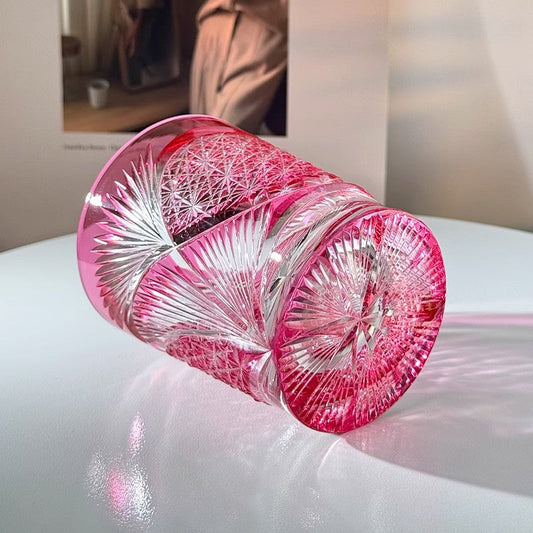 Edo Kiriko Handcrafted Red Goddess Whiskey Glass - Japanese GoGlassCup