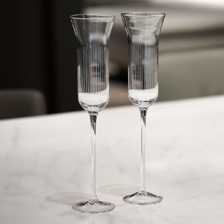 Lead-free Hand-carved Crystal Champagne Flutes