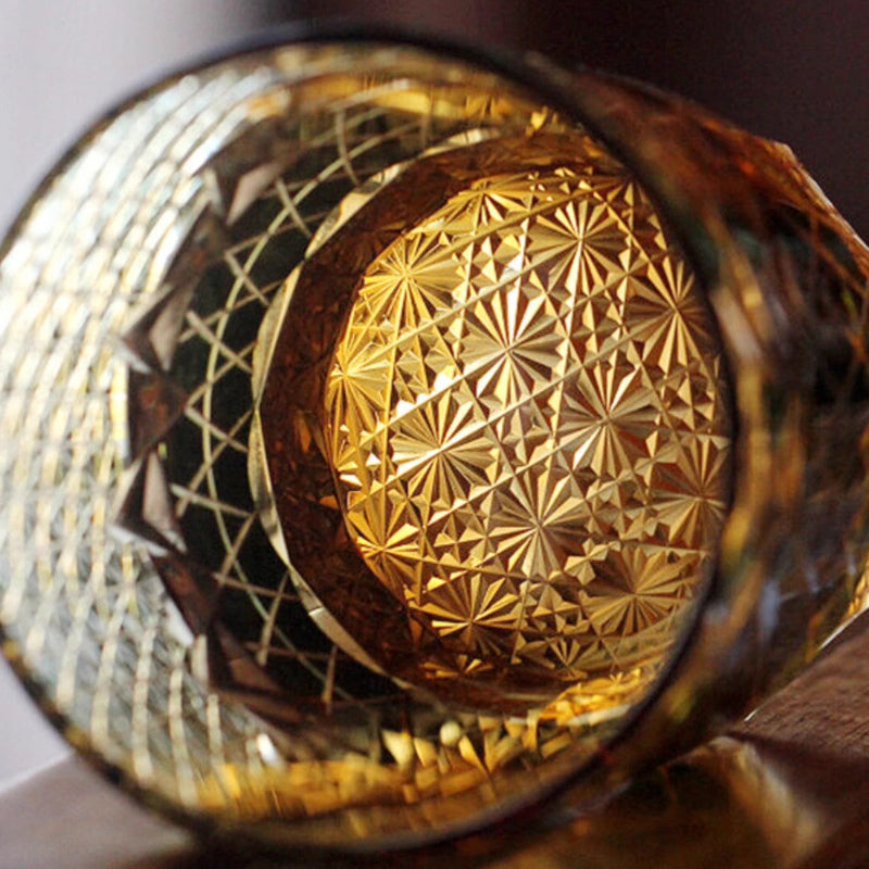 Edo Kiriko Handcrafted Hexagonal Exquisite Whiskey Glass - Red GoGlassCup