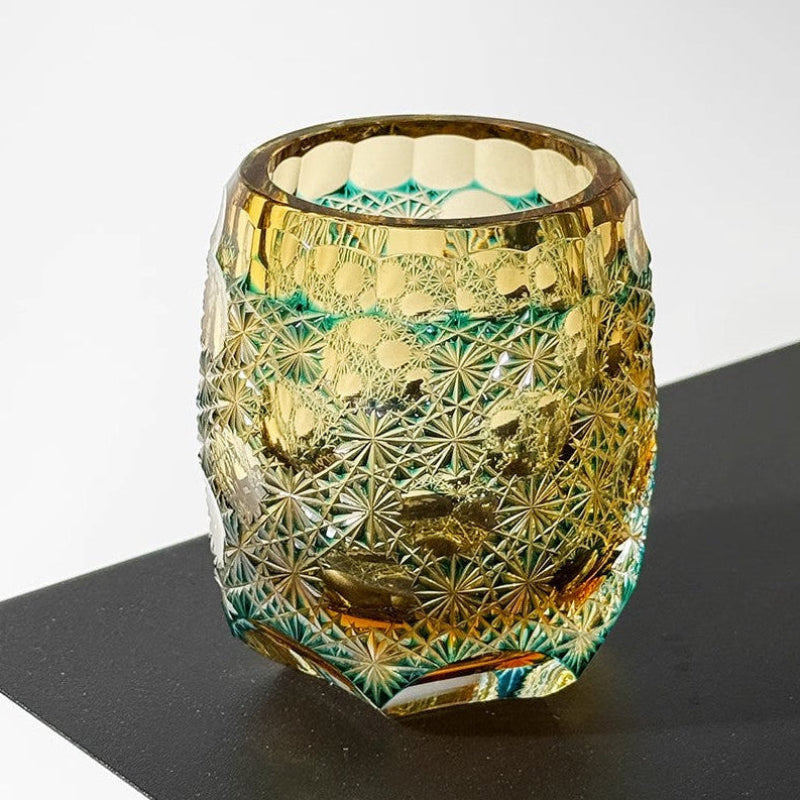 VIANASA'S Seven-star Blue Daisy Edo Kiriko Whiskey Glass - Goglasscup