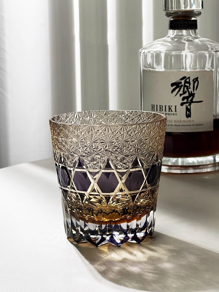 VIANASA'S Edo Kiriko Kasaneirome Shihou Whiskey Glass - Goglasscup