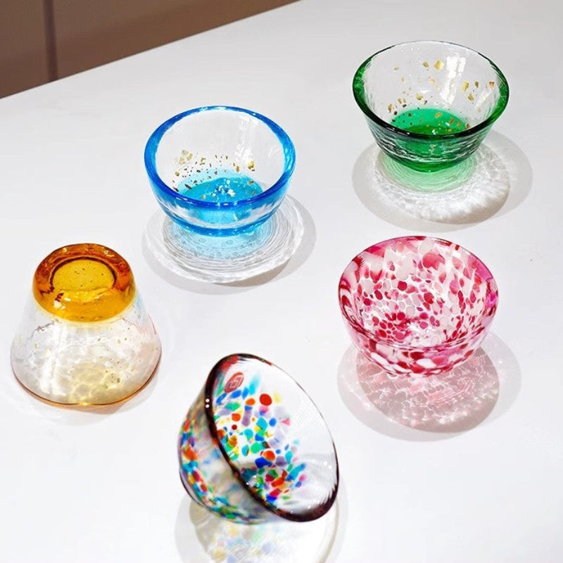 津軽Colorful Handmade Heat-resistant Sake Cup Set Goglasscup