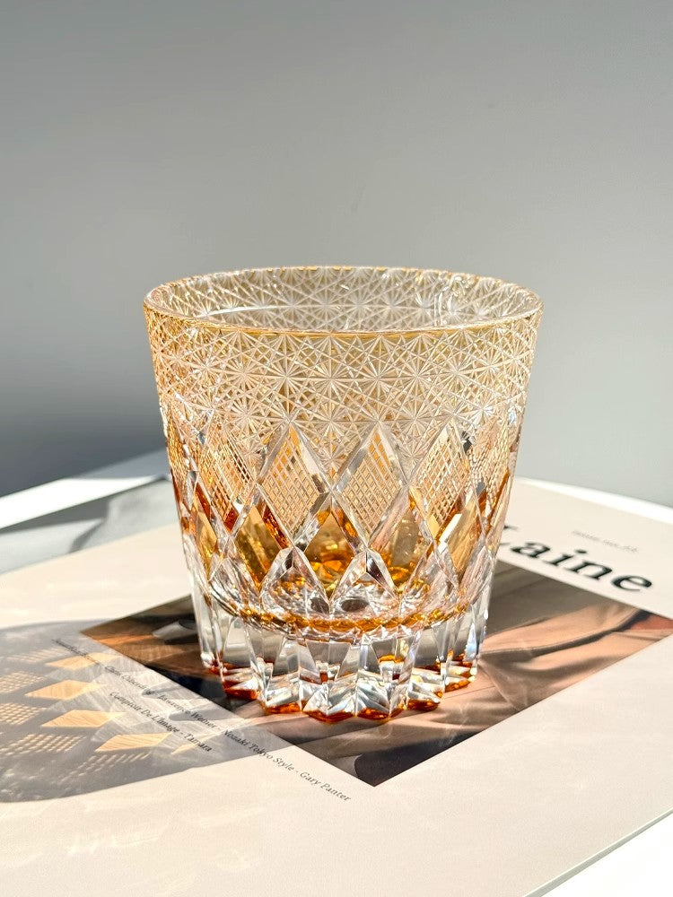 Edo Kiriko Whiskey Glass-Star Shield GoGlassCup