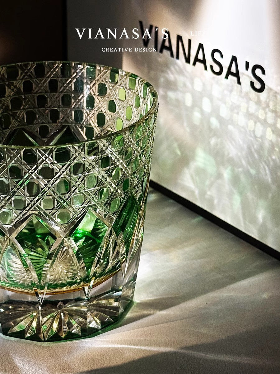 VIANASA'S Green Shadow Edo Kiriko Glass GoGlassCup