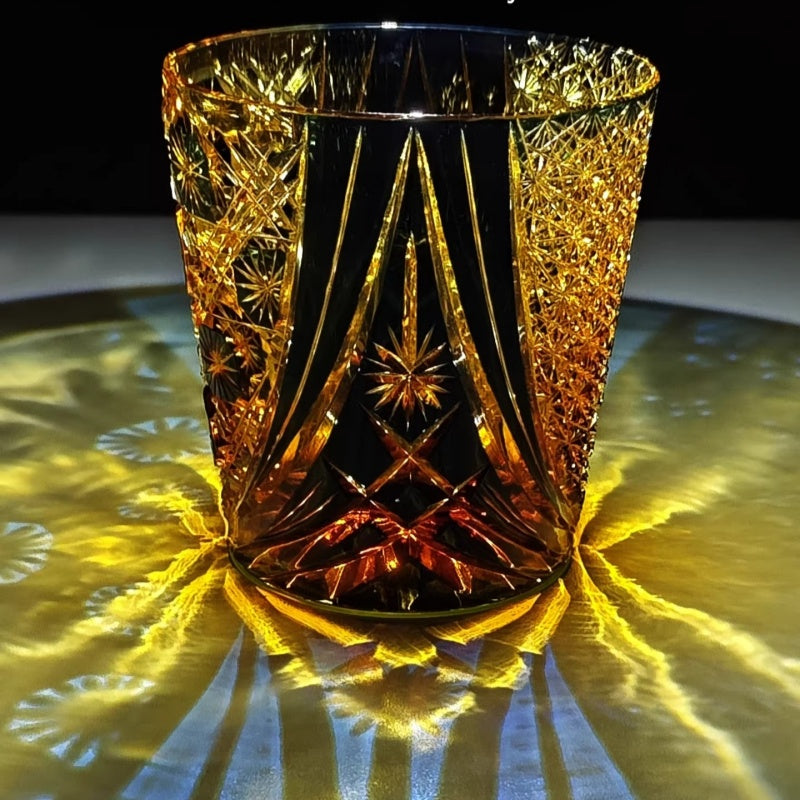 Handcrafted Edo Kiriko Gold-Rimmed Whiskey Glass