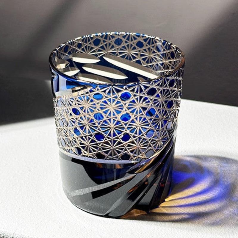 VIANASA'S Blue Eye Dragon Scale Edo Kiriko Whiskey Glass Goglasscup